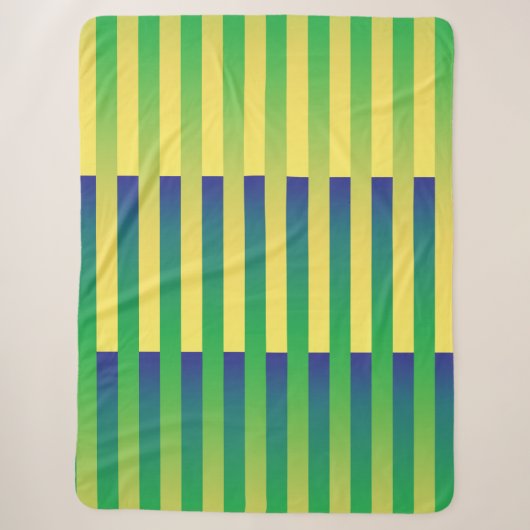 Couverture Sherpa Motif bleu jaune vert rayé (Devant)