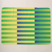 Couverture Sherpa Motif bleu jaune vert rayé (Devant (Horizontal))