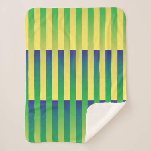 Couverture Sherpa Motif bleu jaune vert rayé (Devant)