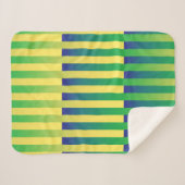 Couverture Sherpa Motif bleu jaune vert rayé (Devant (Horizontal))