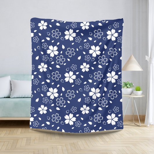 Couverture Sherpa Motif Blue Sakura
