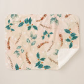 Couverture Sherpa Motif Boho de feuilles de Noël (Devant (Horizontal))