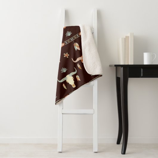 Couverture Sherpa Motif Boho Steer (En situation)