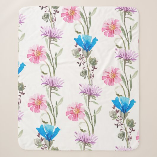 Couverture Sherpa Motif botanique aquarelle (Devant)