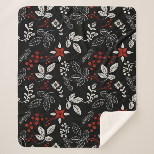 Couverture Sherpa Motif botanique élégant (Devant)