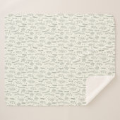 Couverture Sherpa Motif botanique Moderne Sage (Devant (Horizontal))