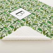 Couverture Sherpa Motif botanique vert monogramme moderne (3/4)