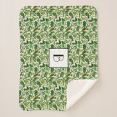 Couverture Sherpa Motif botanique vert monogramme moderne (Devant)