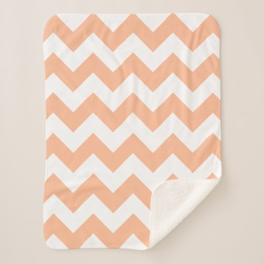 Couverture Sherpa Motif branché Pastel Peach Chevron (Devant)