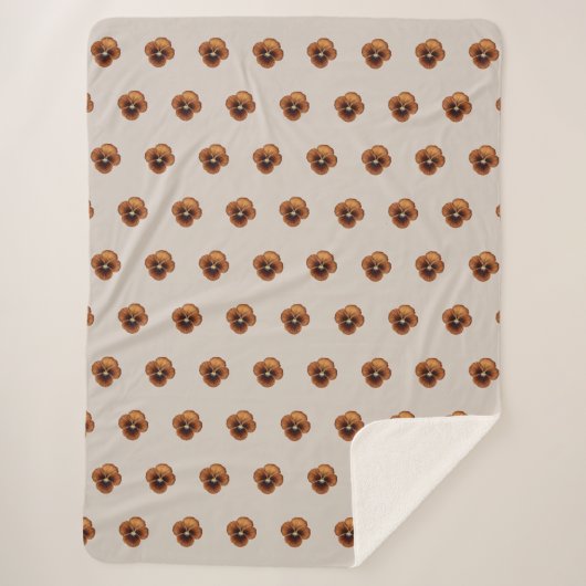 Couverture Sherpa Motif Brown sans fil Pansy sur (Devant)