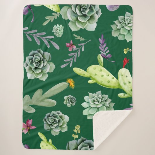 Couverture Sherpa Motif Cactus 3 (Devant)