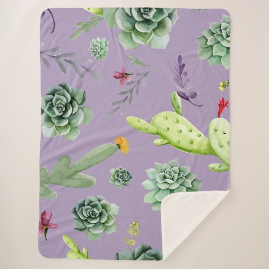Couverture Sherpa Motif Cactus 7 (Devant)