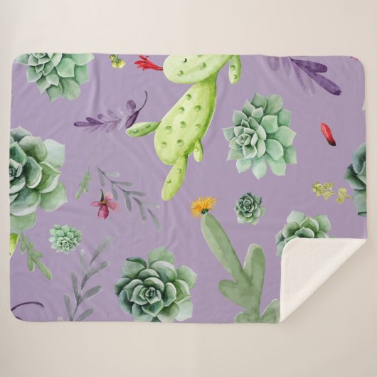 Couverture Sherpa Motif Cactus 7 (Devant (Horizontal))