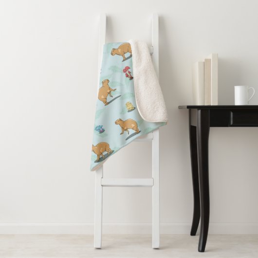 Couverture Sherpa Motif Capybara (En situation)