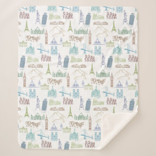Couverture Sherpa Motif célèbre de points de repère