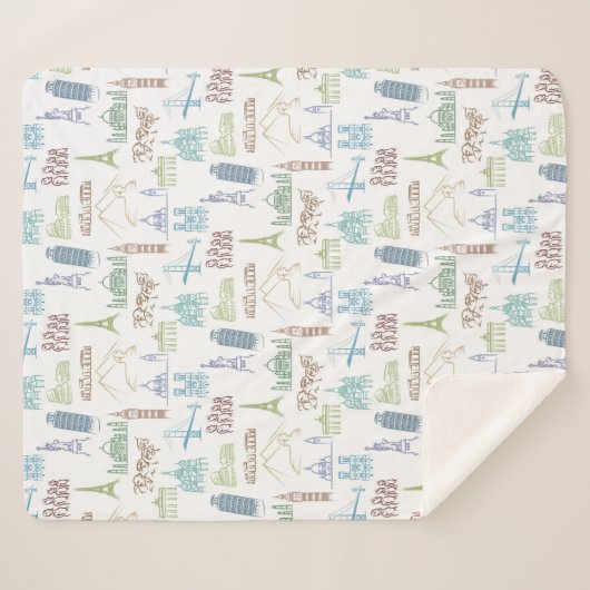 Couverture Sherpa Motif célèbre de points de repère (Devant (Horizontal))