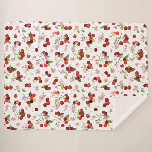 Couverture Sherpa Motif cerise 1 (Devant (Horizontal))