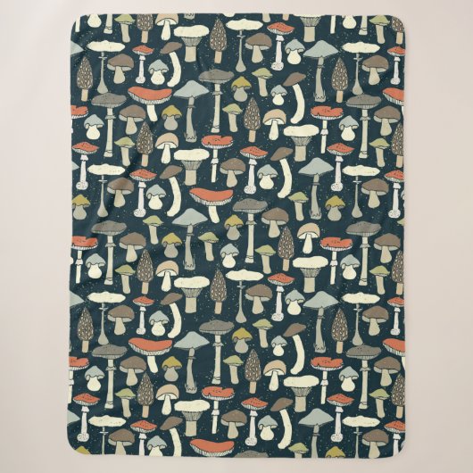 Couverture Sherpa Motif Champignons de Bois Rustique (Devant)