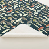 Couverture Sherpa Motif Champignons de Bois Rustique (3/4)