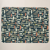Couverture Sherpa Motif Champignons de Bois Rustique (Devant (Horizontal))