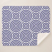 Couverture Sherpa Motif circulaire géométrique bleu et blanc élégant (Devant (Horizontal))