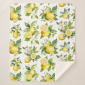 Couverture Sherpa Motif citron, Fleurs de citron, Feuilles, Citrus (Devant)