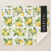 Couverture Sherpa Motif citron, Fleurs de citron, Feuilles, Votre No (Devant (Horizontal))