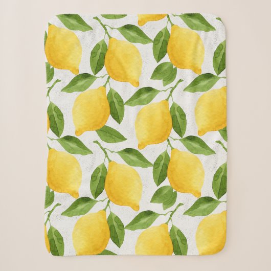 Couverture Sherpa Motif citrons aquarelle (Devant)