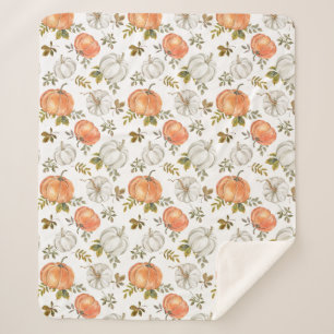 Couverture Sherpa Motif Citrouille d'aquarelle d'automne