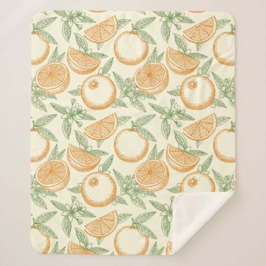Couverture Sherpa Motif classique aux fruits orange (Devant)