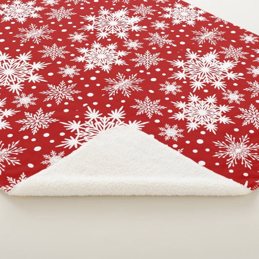 Couverture Sherpa Motif classique de Noël Red & White Snowflake (3/4)