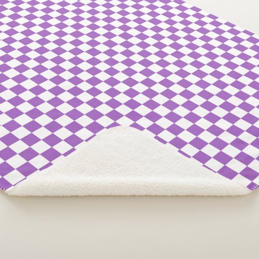 Couverture Sherpa Motif classique violet et blanc À damiers (3/4)
