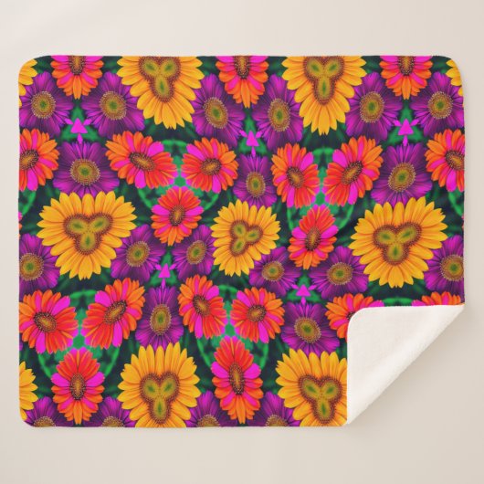 Couverture Sherpa Motif coloré Daisy Bouquet (Devant (Horizontal))