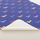 Couverture Sherpa Motif Coloré de Dachshunds Bleu (3/4)