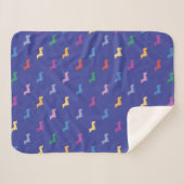 Couverture Sherpa Motif Coloré de Dachshunds Bleu (Devant (Horizontal))