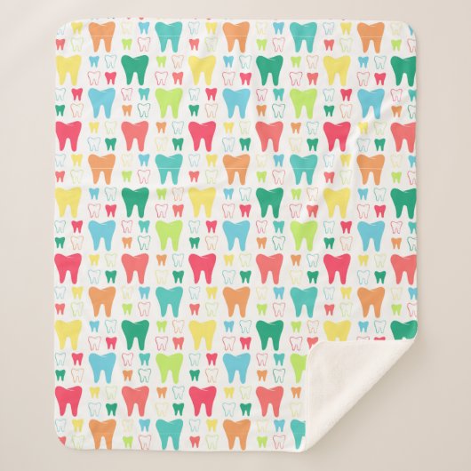 Couverture Sherpa Motif coloré de dents (Devant)