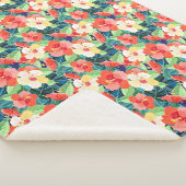 Couverture Sherpa Motif coloré de ketmie (3/4)