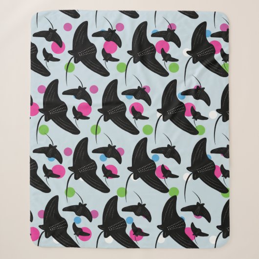 Couverture Sherpa Motif coloré de raie pastenague de fête (Devant)