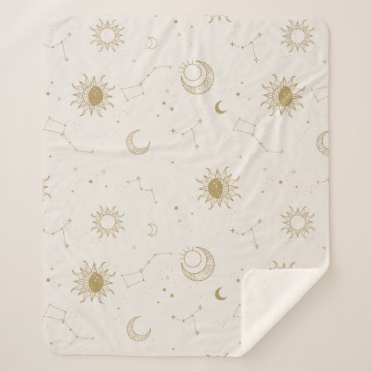 Couverture Sherpa Motif Constellation de style vintage (Devant)