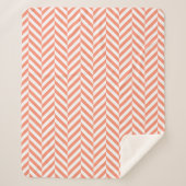 Couverture Sherpa Motif Coral Orange Herringbone (Devant)