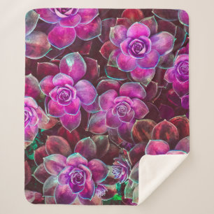 Couverture Sherpa Motif couleur eau avec fleur de camélia. Floral d