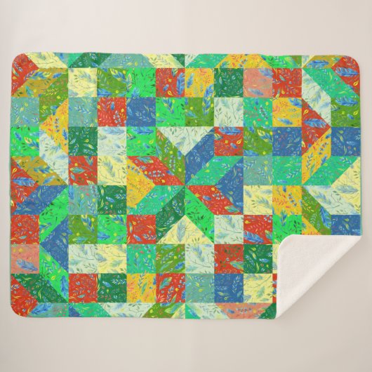 Couverture Sherpa Motif courtepointe Sherpa Blanket (Devant (Horizontal))