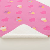 Couverture Sherpa Motif Cupcake rose (3/4)