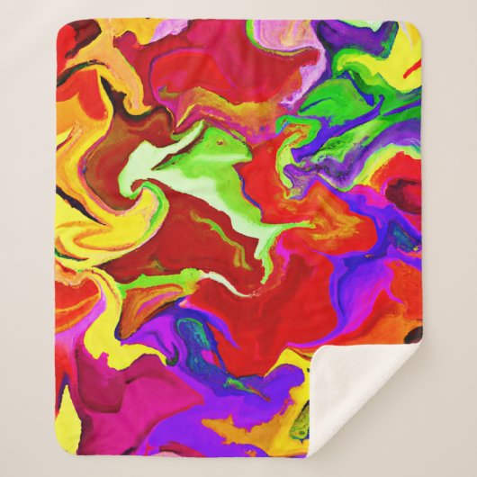Couverture Sherpa Motif d'abstractions colorées (Devant)
