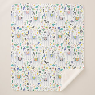 Couverture Sherpa Motif d'alpaga de griffonnage