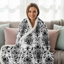Motif damassé ornemental vintage blanc et noir