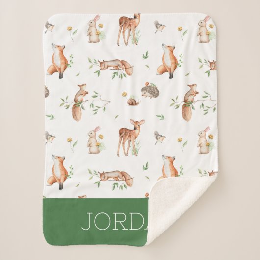 Couverture Sherpa Motif d'amis animaux de bois mignon (Devant)