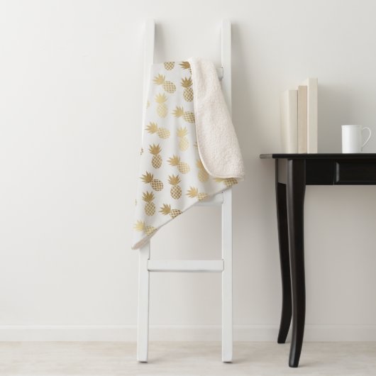 Couverture Sherpa Motif d'ananas (En situation)