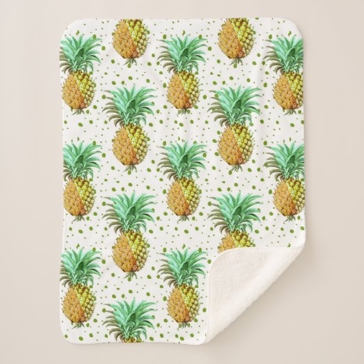 Couverture Sherpa Motif d'ananas Gold & Green (Devant)