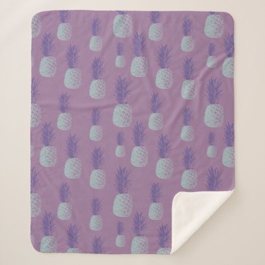 Couverture Sherpa Motif d'ananas mou violet (Devant)